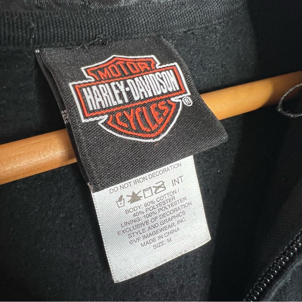 Harley Davidson Women’s Black Red Biker Sparkle Fleece Hoodie Sweater Size M - Picture 7 of 11